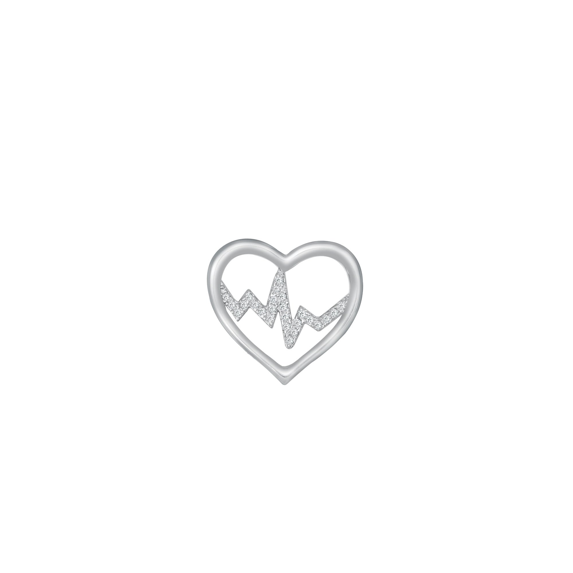 Wholesale Silver CZ Pendant - Heart Lifeline-PC318571