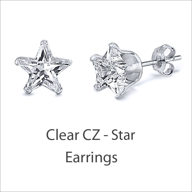 Clear CZ Star Earrings