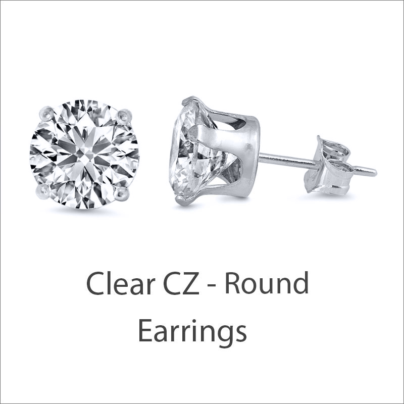 Clear CZ Round Earrings