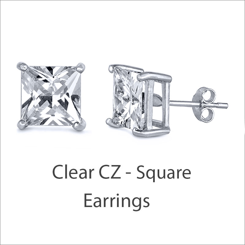 Casting Square Clear CZ Stud Earrings