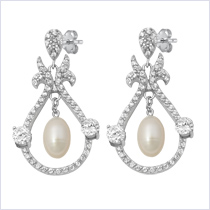 CZ Earrings with Pearl